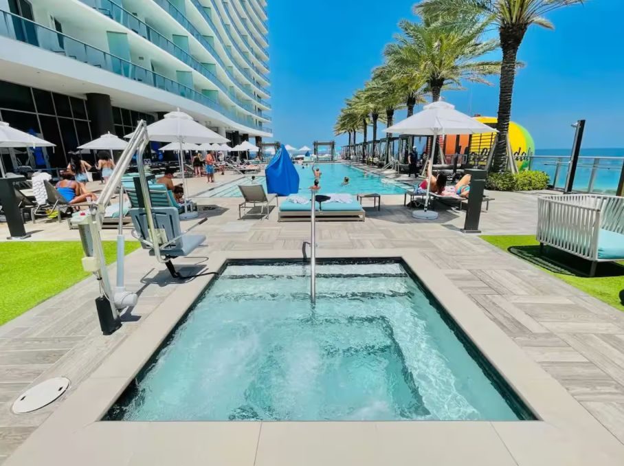 Pool bar seating area