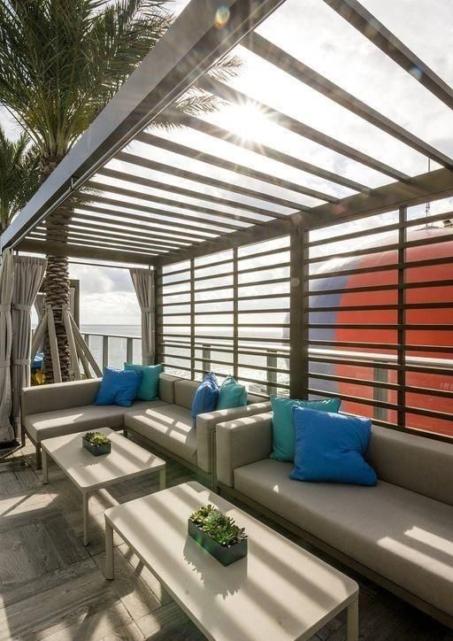 Rooftop lounge at sunset