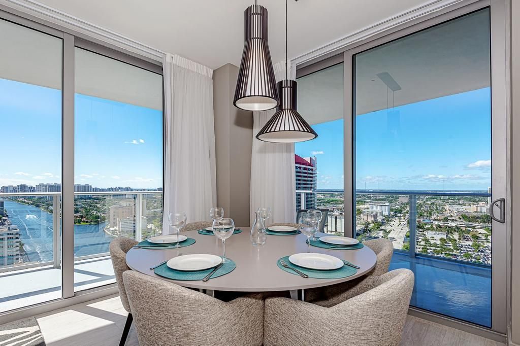 Dining area, corner window view