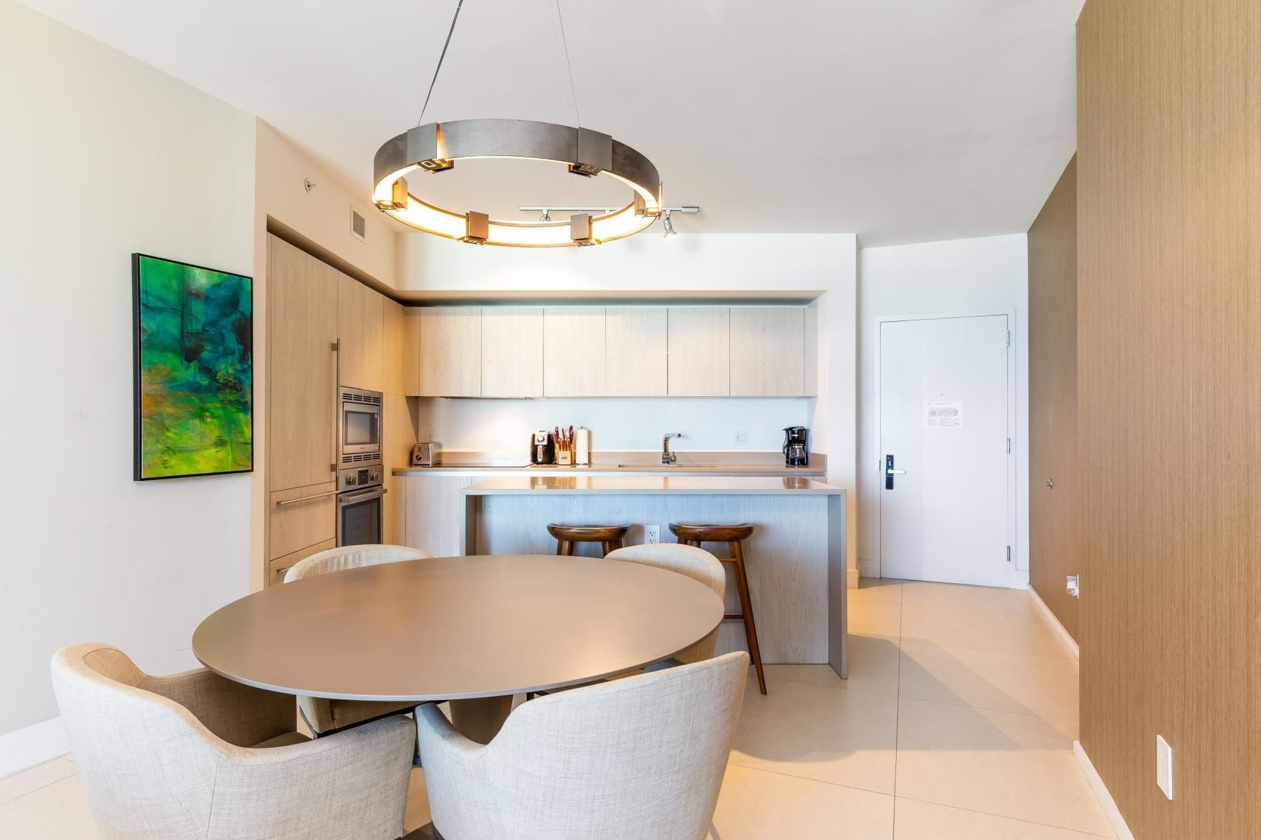 Full kitchen and dining area
